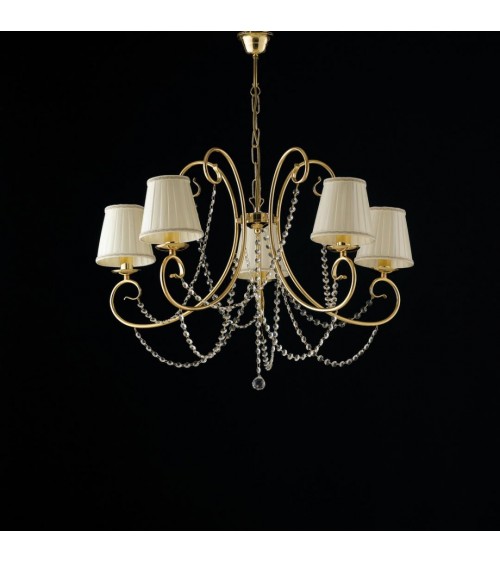 Magda - 5-light golden chandelier with lampshades - Bonetti Illumina -  - 8050713217402