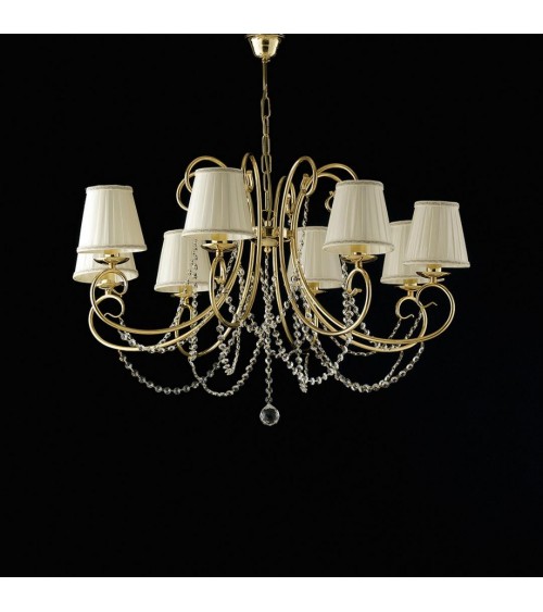 Magda - 8 light golden chandelier with lampshades - Bonetti Illumina -  - 8050713217396