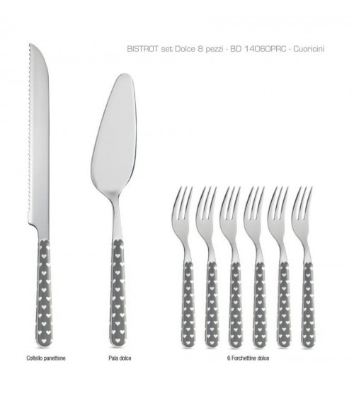 Neva Cuoricini 餐具 - 8 件套甜点餐具 - 灰色 -