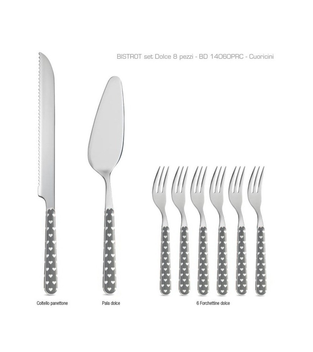 Neva Cuoricini 餐具 - 8 件套甜点餐具 - 灰色 -