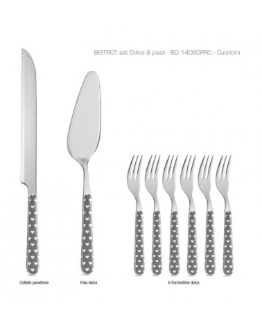 Neva Cuoricini 餐具 - 8 件套甜点餐具 - 灰色 -