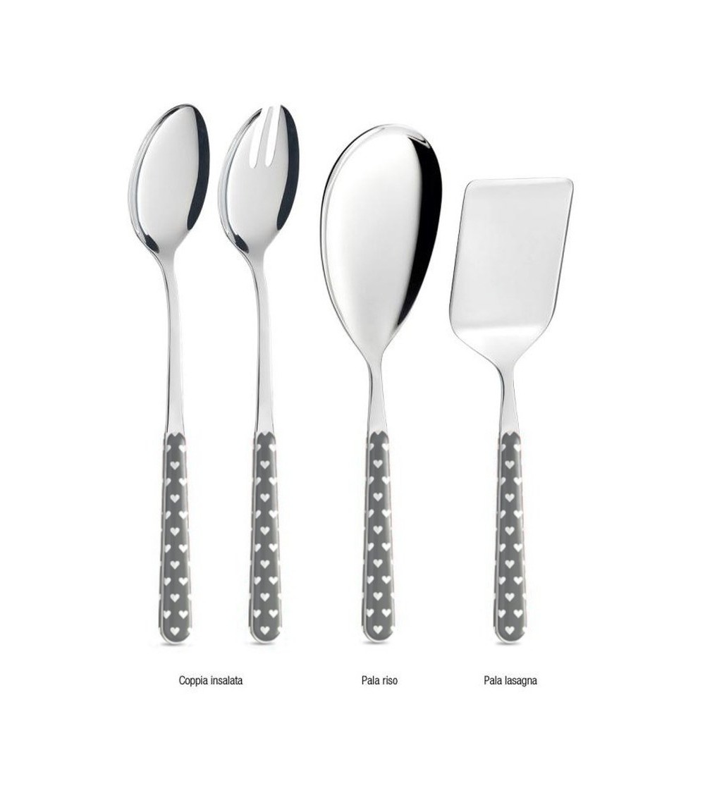 Set mit 4 Servierbesteck-Herzen – Neva Posateria – Grau - 