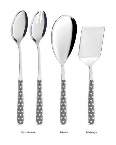 Set mit 4 Servierbesteck-Herzen – Neva Posateria – Grau - 