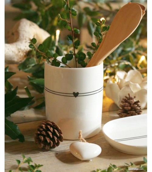 Ceramic Kitchen Utensil Holder Jar with Little Heart -  - 