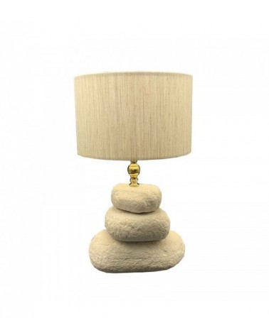 Lampe aus Kieselsteinen mit Lampenschirm aus Baumwolle 25x25x43H CM - Euromarmi - 
