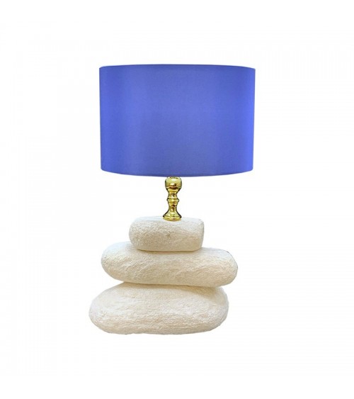 Lampe en pierre de marbre avec abat-jour en coton et laiton 25x25x42H CM - Euromarmi - 