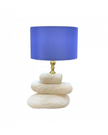 Marmorsteinlampe mit Lampenschirm aus Baumwolle und Messing 25x25x42H CM - Euromarmi - 