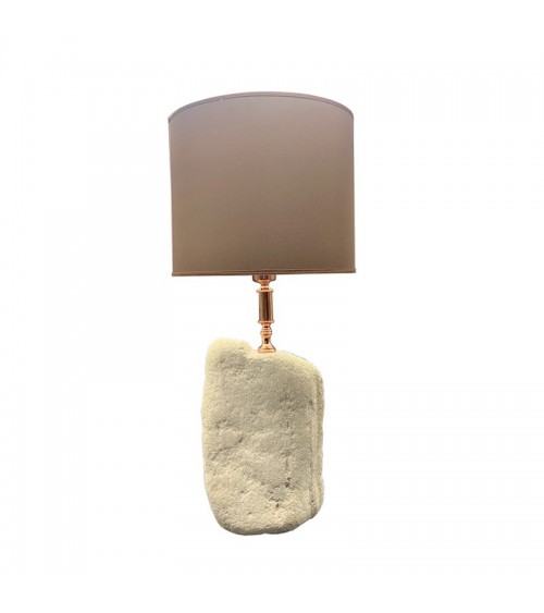 Lampe en pierre galets avec abat-jour en coton 66H CM - Euromarmi - 