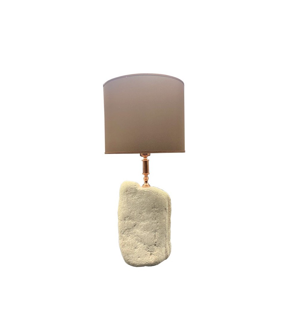 Pebbles stone lamp with cotton lampshade 66H CM - Euromarmi -  - 