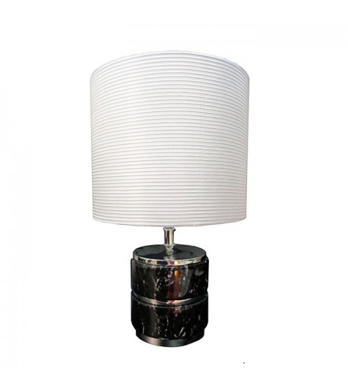 LATT 14 table lamp in Nero Marquinia with satin lampshade -  - 