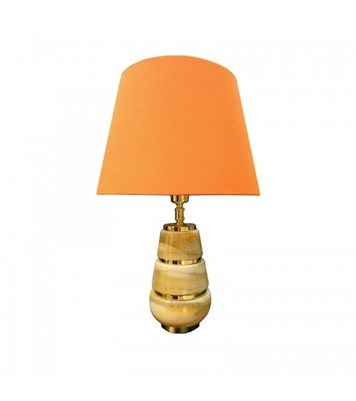 Lampe de table LUMIERE 21 jaune Sienne avec abat-jour en soie par S.Leucio - 