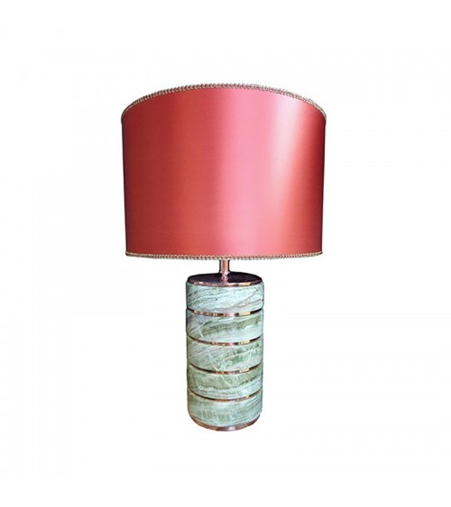 LATT 40 table lamp in emerald onyx with silk lampshade by S.Leucio -  - 