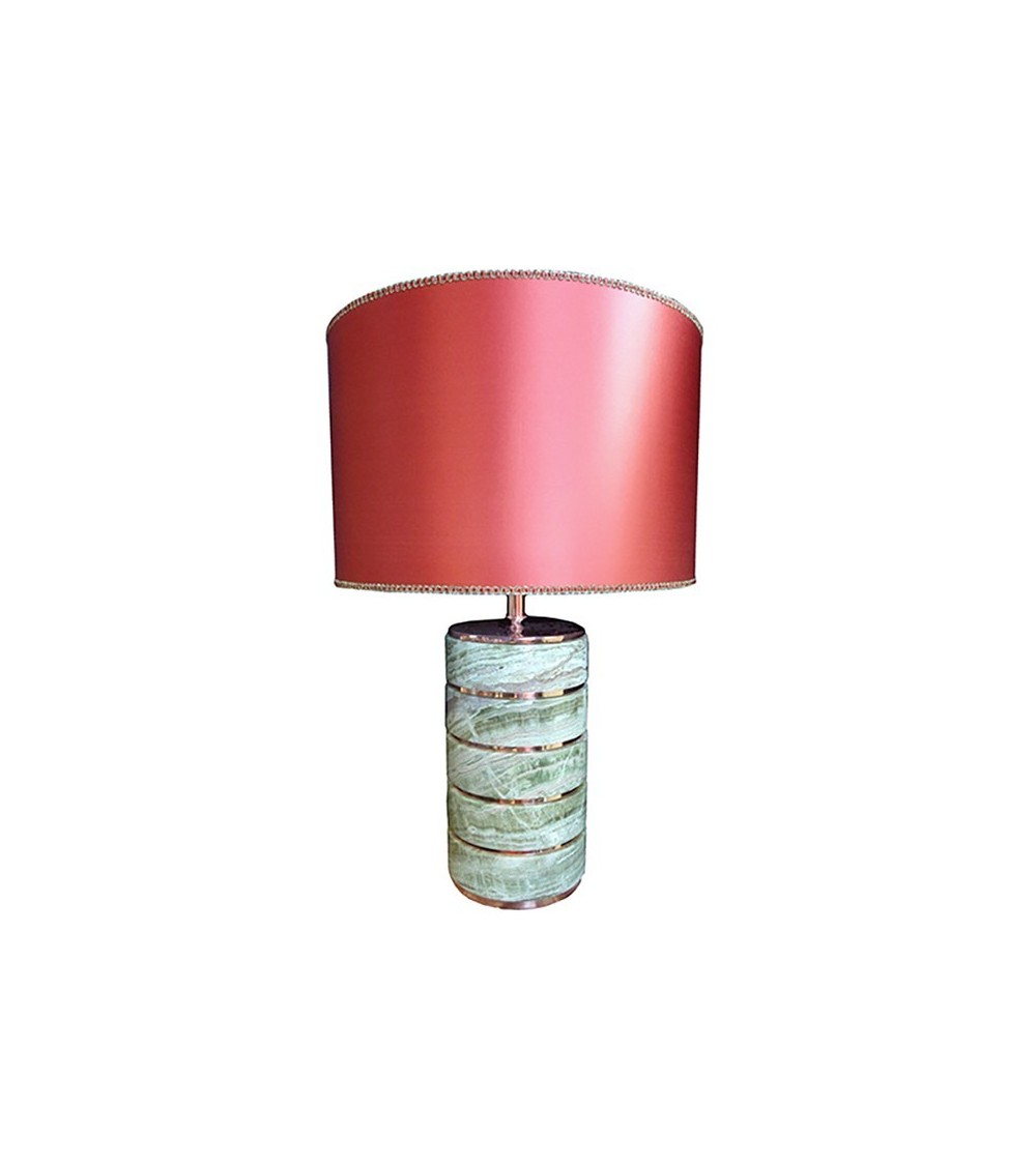 LATT 40 Tischlampe aus smaragdgrünem Onyx mit Seidenlampenschirm von S.Leucio -