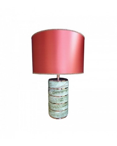Lampe de table LATT 40 en onyx émeraude avec abat-jour en soie par S.Leucio - 