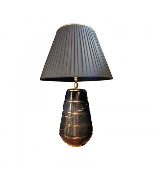 LUMIERE 40 table lamp in Nero Marquinia with silk lampshade by S.Leucio -  - 