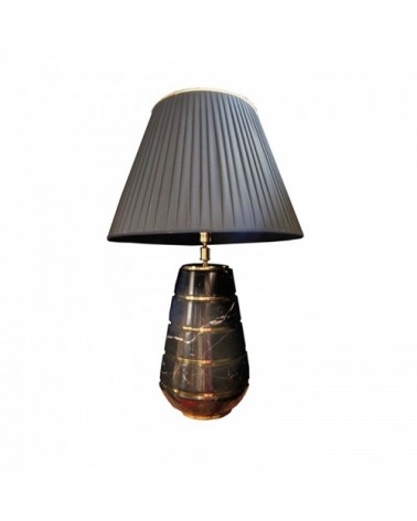LUMIERE 40 table lamp in Nero Marquinia with silk lampshade by S.Leucio -  - 
