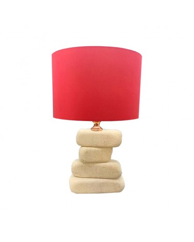 Lampe aus Kieselsteinen mit Lampenschirm aus Baumwolle 30x30x50H - Euromarmi - 