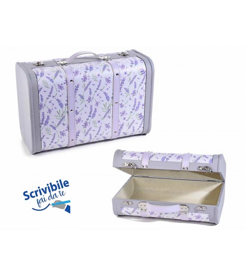 Set of 2 Decorative Wooden Suitcases with Lavender Decoration -  - 