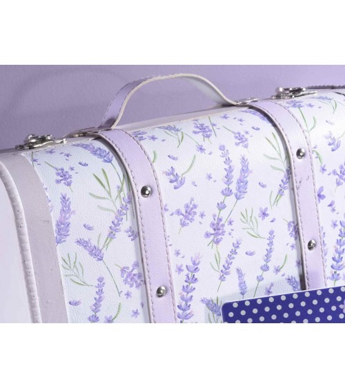 Set of 2 Decorative Wooden Suitcases with Lavender Decoration -  - 