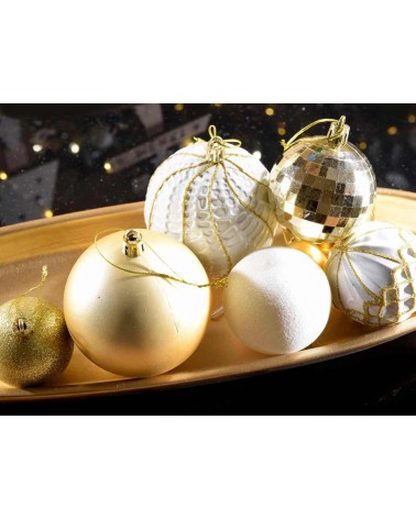Set mit 50 Weihnachtskugeln aus Kunststoff – goldene Dekoration - 