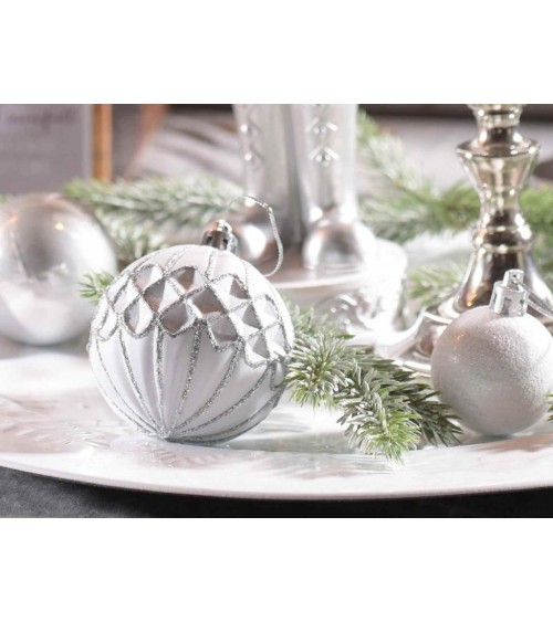 Set mit 50 Weihnachtskugeln aus Kunststoff – silberne Dekoration - 