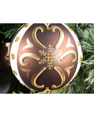 Set of 12 Glass Christmas Baubles with Baroque Decoration -  - 