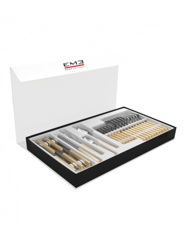 Eme Cutlery - Set 48 Pieces Colored Cutlery Natural Wood Birch -  - 