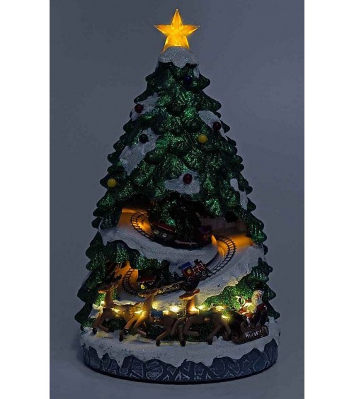 Resin Christmas Tree with Lights, Music and Moving Train -  - 