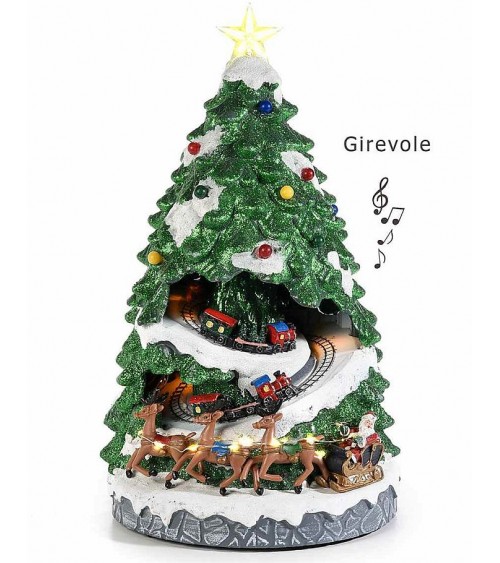 Albero di Natale in Resina con Luci, Musica e Treno in Movimento - 