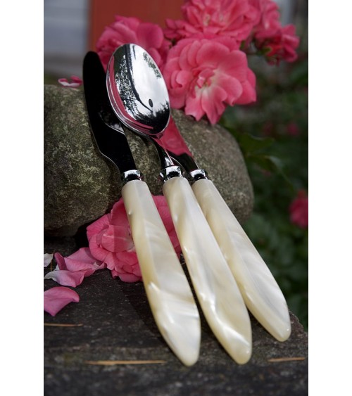 Rivadossi Sandro 餐具：Agata 套装 4 件现代风格珍珠母餐桌餐具设置 -