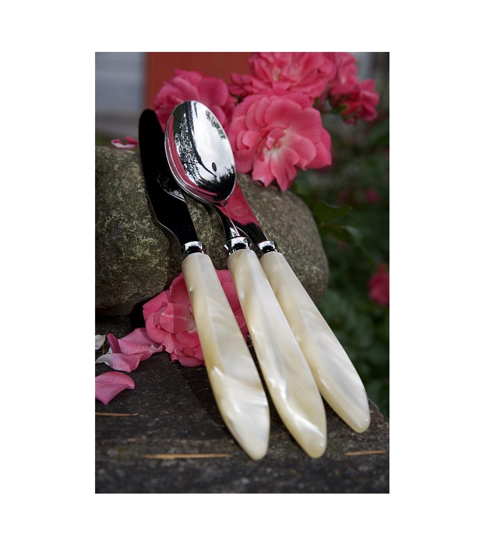 Rivadossi Sandro 餐具：Agata 套装 4 件现代风格珍珠母餐桌餐具设置 -