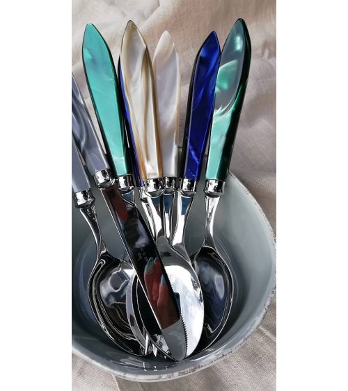 Rivadossi Sandro Cutlery: Agata Set 4 Pcs Mother of Pearl Table Place Setting in Modern Style -  - 