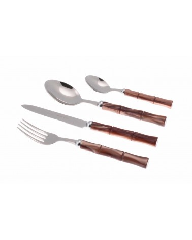 Bamboo - Couverts en acier inoxydable avec manche en nacre Rivadossi - Set pour 4 personnes - marron