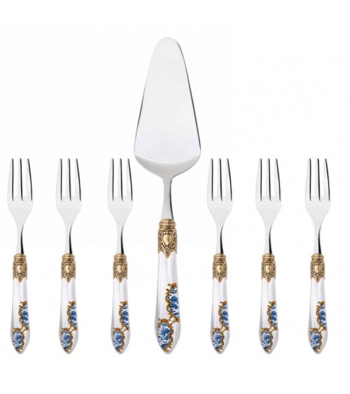 Set of 7 Sweet Oxford Armonia Golden Ring - Decorated Colored Cutlery -  -