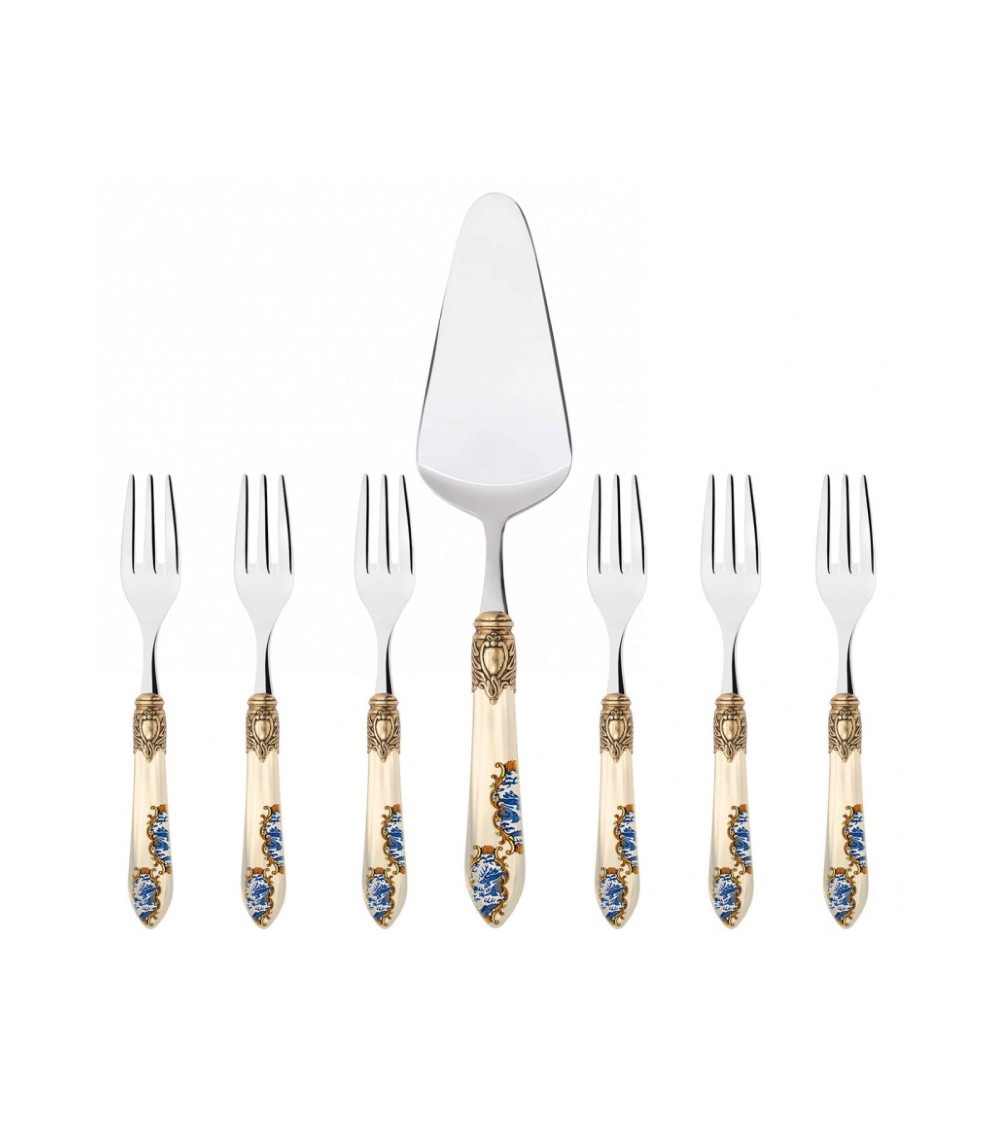 Coffret de 7 Sweet Oxford Armonia Golden Ring - Couverts colorés décorés - 