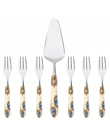 Coffret de 7 Sweet Oxford Armonia Golden Ring - Couverts colorés décorés - 