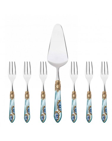 Set of 7 Sweet Oxford Armonia Golden Ring - Decorated Colored Cutlery -  -