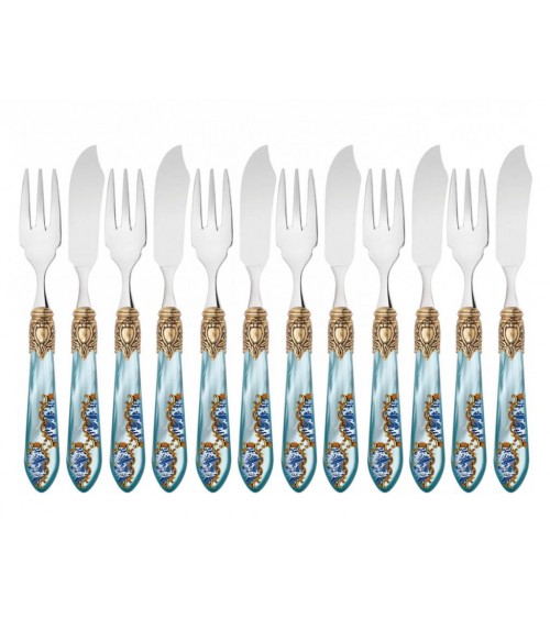 12pc Fish Cutlery Set - Oxford Armonia Golden Ring -  -