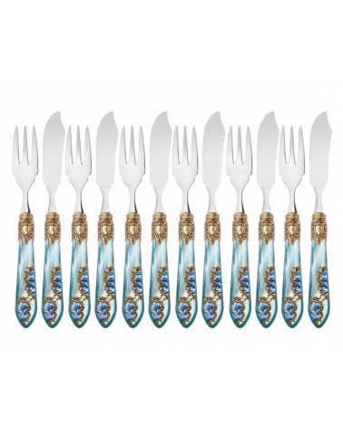 Ménagère à Poisson 12 Pièces - Bague Dorée Oxford Armonia -