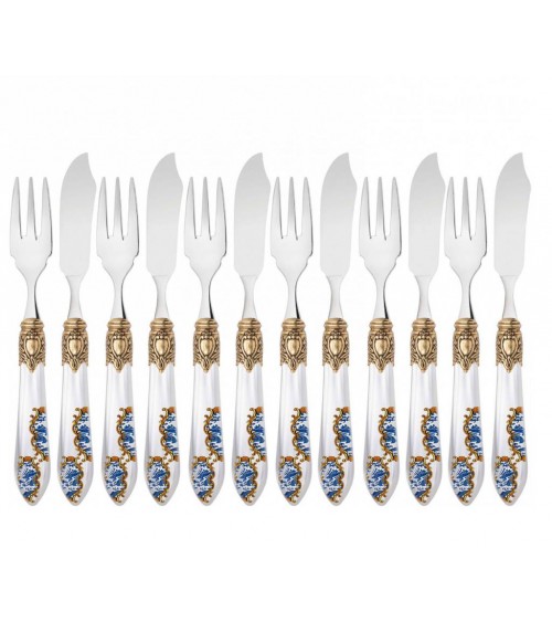 12pc Fish Cutlery Set - Oxford Armonia Golden Ring -  - 