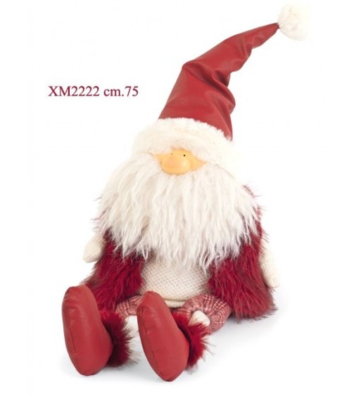 Père Noël assis en tissu simili cuir 75 cm - 