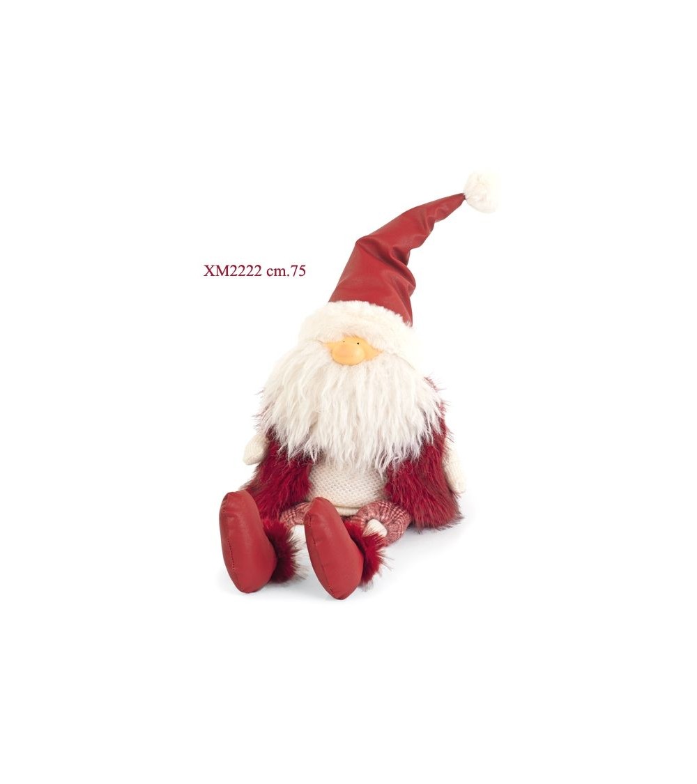 Père Noël assis en tissu simili cuir 75 cm - 