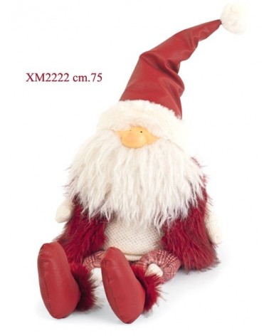 Babbo Natale Seduto in Tessuto Ecopelle cm 75 - 