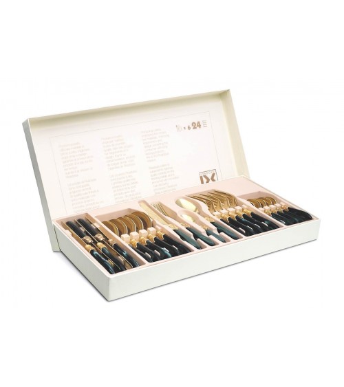 Laura 24pcs Rivadossi Sandro Cutlery for Six People - Made in Italy - Gift Box -  - 