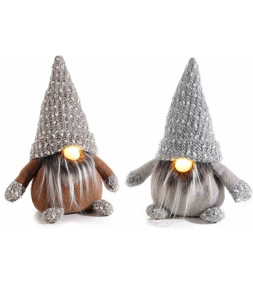 Fabric gnomes with LED light nose Set of 2 Pieces -  - 