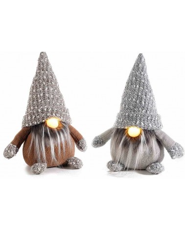 Gnomi in stoffa con naso a luce LED Set 2 Pezzi - 