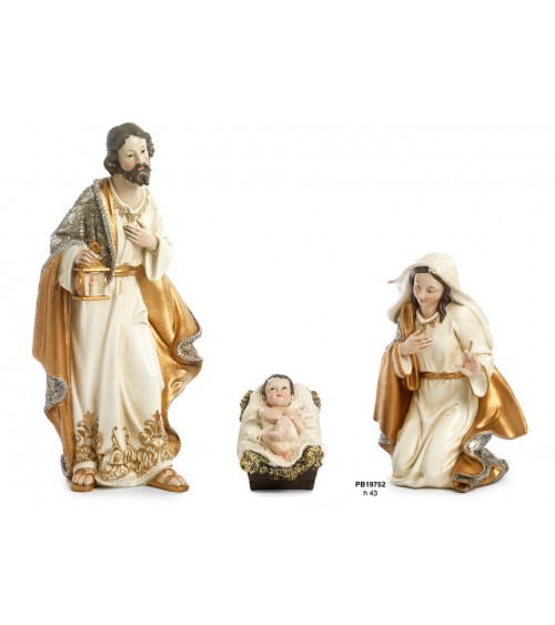 3er-Set Krippenfiguren mit goldenen Details 43 cm -