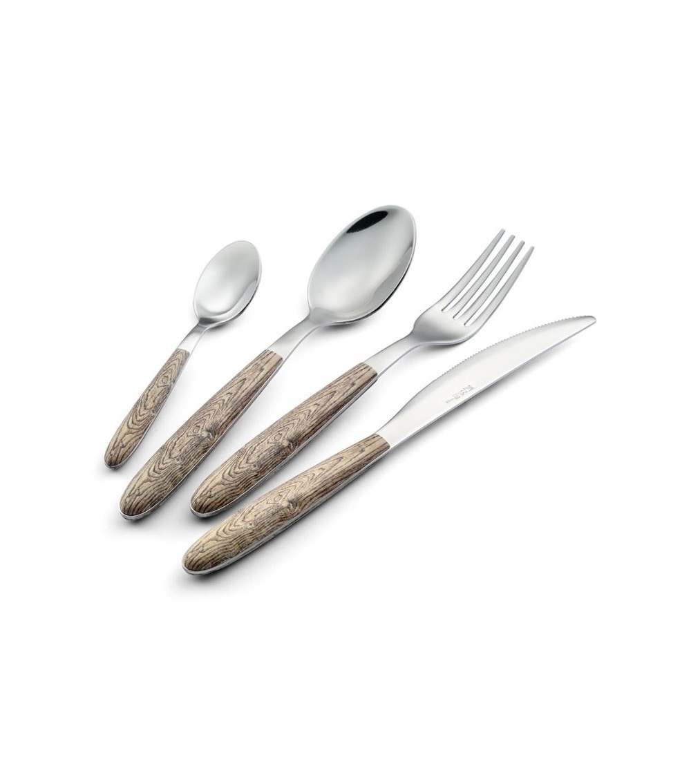 Eme Cutlery - Set 48 Pieces Colored Cutlery with Natural Wood Effect - Vero -  - 