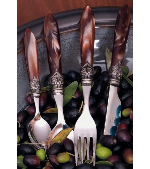 Laura Mother of Pearl Colored Cutlery - Set 16 pieces for 4 people - Rivadossi Sandro - brown color