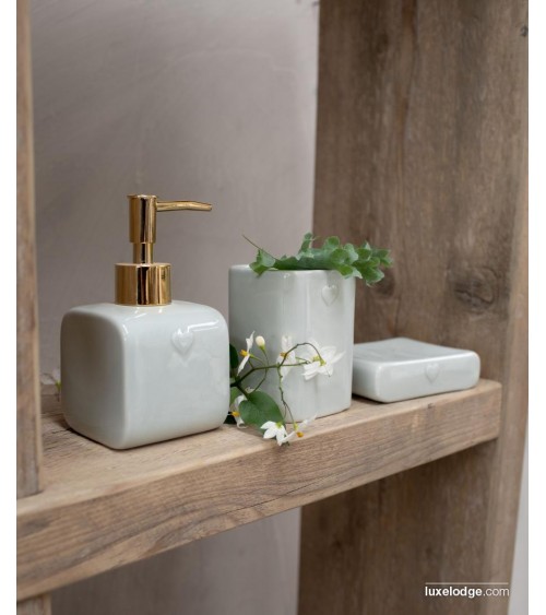 Pure Heart 3-Piece Ceramic Bathroom Soap Dish Set -  - 